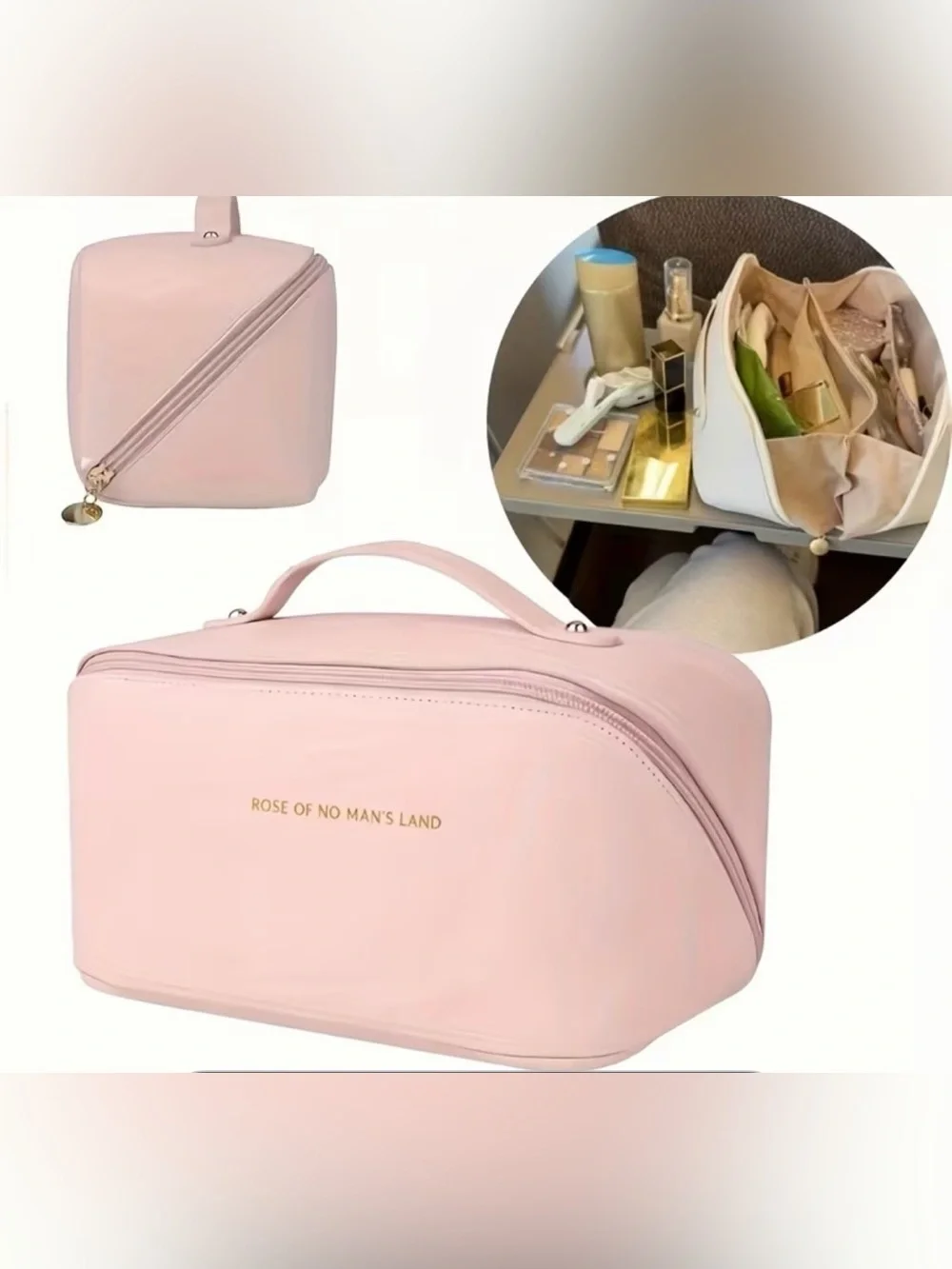 Pink 'Rose of No Man's Land' Cosmetic Travel Case
